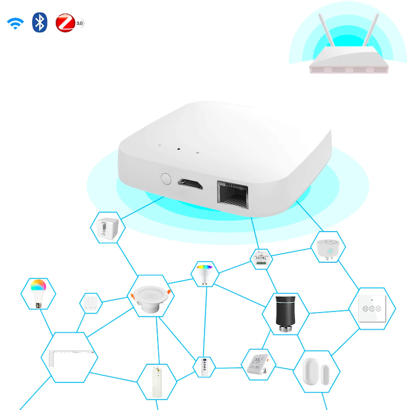 MOES - Box domotique Zigbee + Bluetooth Tuya Smart Life + Alarme Sonore  (version Ethernet)